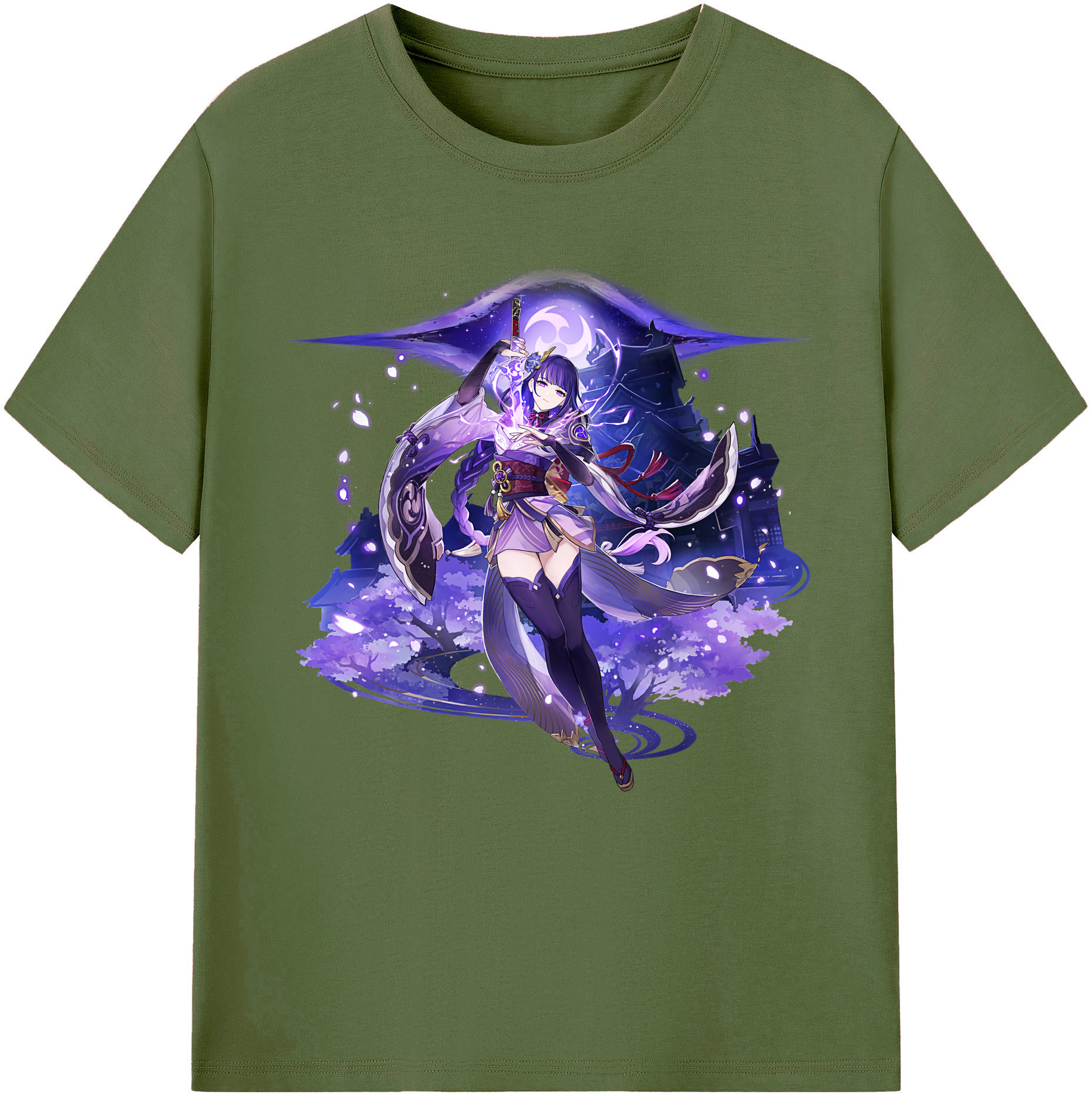げんし神 雷電将軍 らいでんしょうぐん genshin Raiden Shogun 綿100％半袖Tシャツ（フロントプリント）